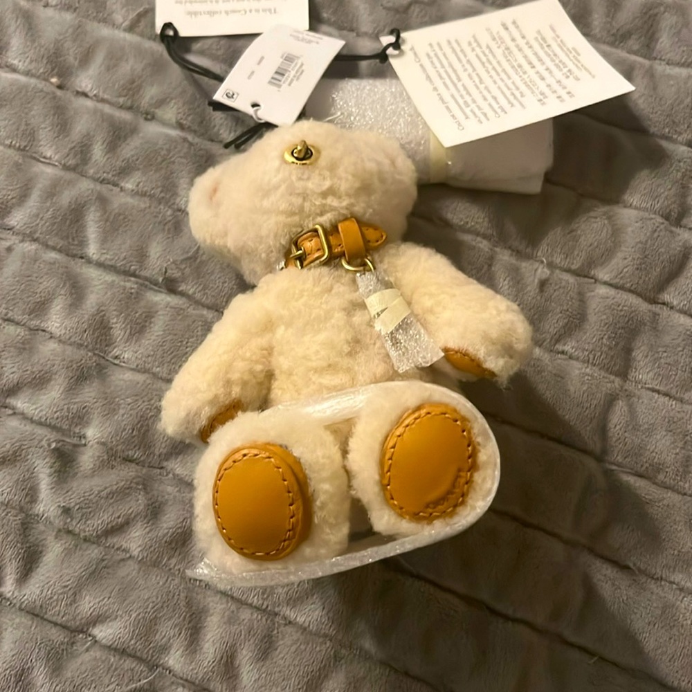 Coach teddy bear bag charm -cream